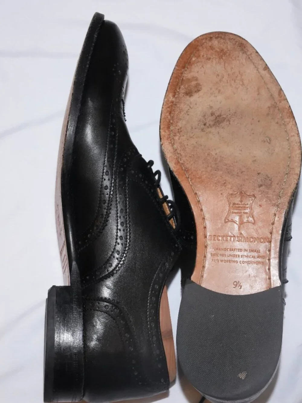 Beckett Simonon Yates Wingtip Brogue Oxfords Black 9.5
